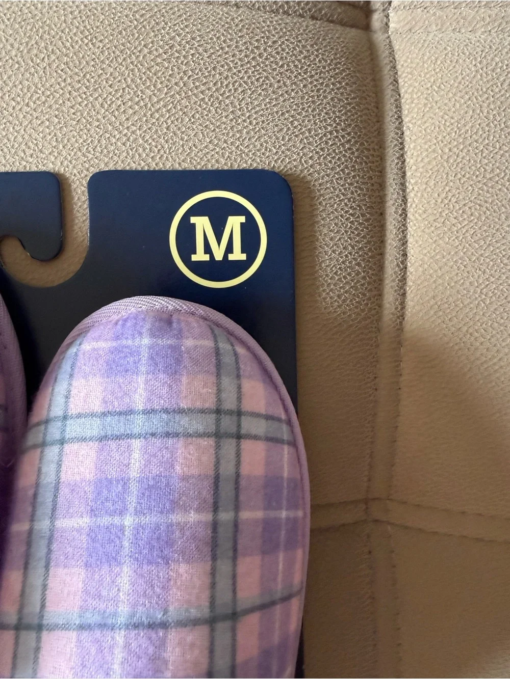 U.S. Polo Assn. Pink and Lavender Plaid Fleece-Lined Slip-On Slippers